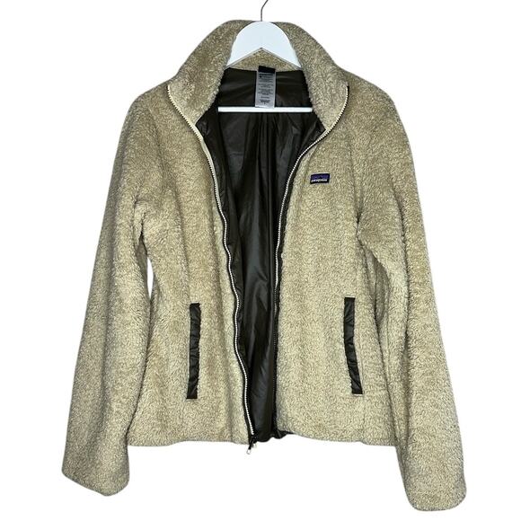 Patagonia Fleece Ivory Fluffy Warm Cozy Wind Jacket Full Zip Sweater Size Large - Picture 5 of 11